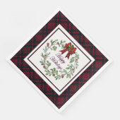 Happy Holidays Red Kariert Serviette (Ecke)