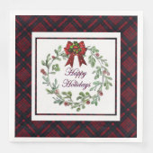 Happy Holidays Red Kariert Serviette (Vorderseite)