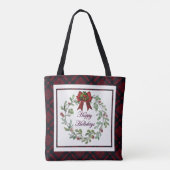 Happy Holidays Red Kariert Tasche (Rückseite)