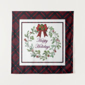 Happy Holidays Red Kariert Wandteppich (Vorderseite)