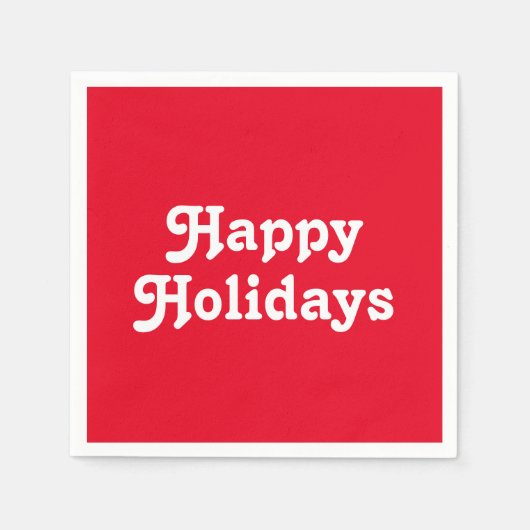 "Happy Holidays" - red letters white paper Serviette (Vorderseite)
