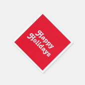 "Happy Holidays" - red letters white paper Serviette (Ecke)