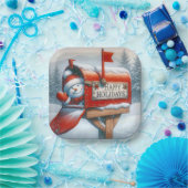 Happy Holidays Red Mailbox mit aufstrebendem Schne Pappteller (Party)