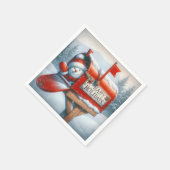 Happy Holidays Red Mailbox mit aufstrebendem Schne Serviette (Ecke)
