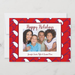 Happy Holidays Red Mittens Foto & Gruß Feiertagskarte