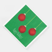 Happy Holidays Red Ornaments Paper Napkin Serviette (Ecke)