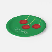 Happy Holidays Red Ornaments Paper Plate Pappteller (Schrägansicht)