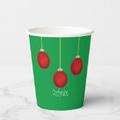 Happy Holidays Red Ornaments Papiertasse Pappbecher (Rückseite)