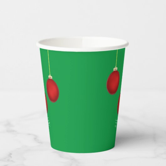 Happy Holidays Red Ornaments Papiertasse Pappbecher (Links)