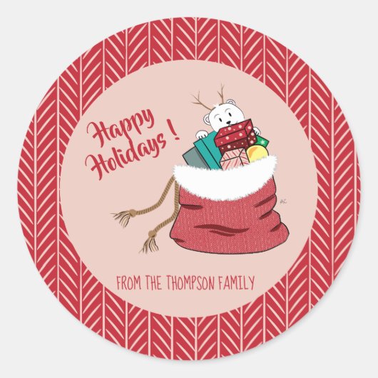 Happy Holidays Red Personalisiert Stickers (Vorderseite)