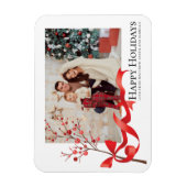 Happy Holidays Red Ribbon Foto | Weihnachten Magnet (Vertikal)