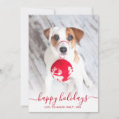 Happy Holidays Red Script 2 Foto Weihnachten (Vorderseite)