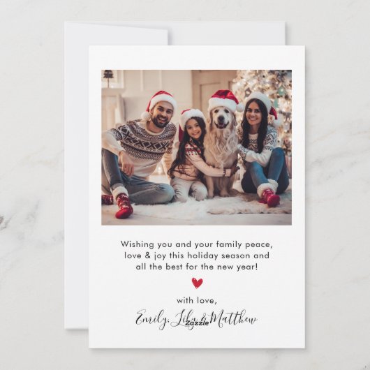 Happy Holidays Red Script 2 Foto Weihnachten (Rückseite)