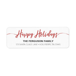 Happy Holidays Red Script Rückgabeadresse Label