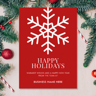 Happy Holidays Red Snowflake Business Feiertagskarte