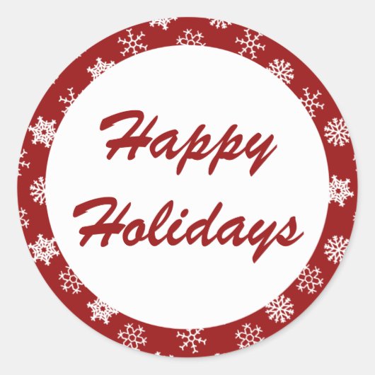 Happy Holidays Red Snowflake Muster Stickers (Vorderseite)