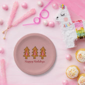 Happy Holidays Red Stached Glass Weihnachtsbaum Pappteller (Party)