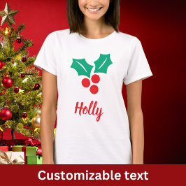 Happy Holidays Red White Green Holly Individuelle  T-Shirt