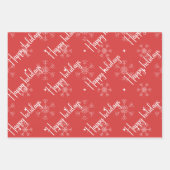 Happy Holidays Red & White Snowflake Geschenkpapier Set (Vorderseite 2)