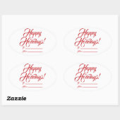 Happy Holidays red white to from blank script nied Ovaler Aufkleber (Blatt)