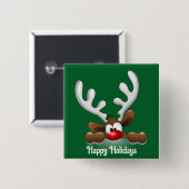 Happy Holidays Reindeer Button (Vorne & Hinten)