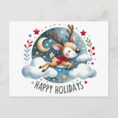 Happy Holidays Reindeer Postkarte (Vorderseite)