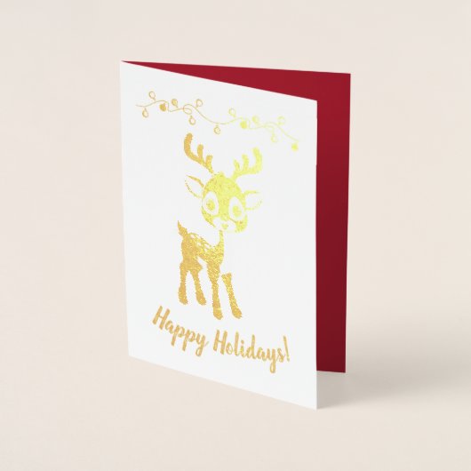 Happy Holidays Reindeer Red Your Words Folienkarte (Vorderseite)