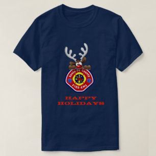 Happy Holidays Reindeer Santa Fe Landkreis Fire-EM T-Shirt