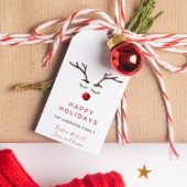 Happy Holidays Reindeer Watercolor Weihnachten Geschenkanhänger