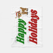 Happy Holidays Reindeer Weihnachtstypografie Fleecedecke (Vorderseite)
