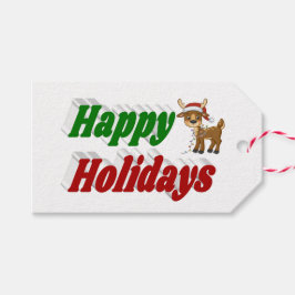 Happy Holidays Reindeer Weihnachtstypografie Geschenkanhänger