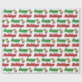 Happy Holidays Reindeer Weihnachtstypografie Geschenkpapier (Flach)