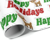 Happy Holidays Reindeer Weihnachtstypografie Geschenkpapier (Rolleneckpunkt)