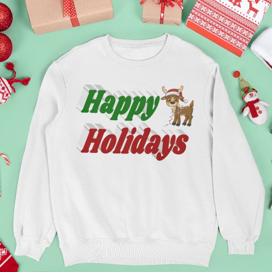 Happy Holidays Reindeer Weihnachtstypografie Sweatshirt