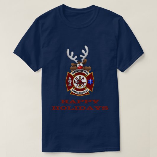Happy Holidays Rentier Vancouver Fire Rescue T-Shirt (Design vorne)