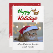 Happy Holidays Rentier Weihnachts-Foto Feiertagskarte (Vorne/Hinten)