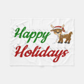Happy Holidays Rentier Weihnachtsskript Fleecedecke (Vorderseite (Horizontal))