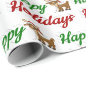 Happy Holidays Rentier Weihnachtsskript Geschenkpapier (Rolleneckpunkt)