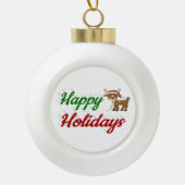 Happy Holidays Rentier Weihnachtsskript Keramik Kugel-Ornament (Vorderseite)