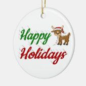 Happy Holidays Rentier Weihnachtsskript Keramik Ornament (Links)