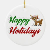 Happy Holidays Rentier Weihnachtsskript Keramik Ornament (Hinten)