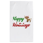Happy Holidays Rentier Weihnachtsskript Kleine Geschenktüte (Rückseite)