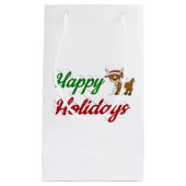 Happy Holidays Rentier Weihnachtsskript Kleine Geschenktüte (Vorderseite)