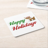 Happy Holidays Rentier Weihnachtsskript Rechteckiger Pappuntersetzer (angewinkelt)