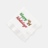 Happy Holidays Rentier Weihnachtsskript Serviette (Ecke)