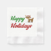 Happy Holidays Rentier Weihnachtsskript Serviette (Vorderseite)