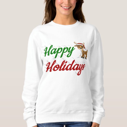 Happy Holidays Rentier Weihnachtsskript Sweatshirt (Vorderseite)