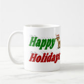 Happy Holidays Rentiere Halbtypografie Weihnachten Kaffeetasse (Links)