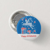 Happy Holidays Rentiere Weihnachtsweih-Taste/Abzei Button (Vorne & Hinten)