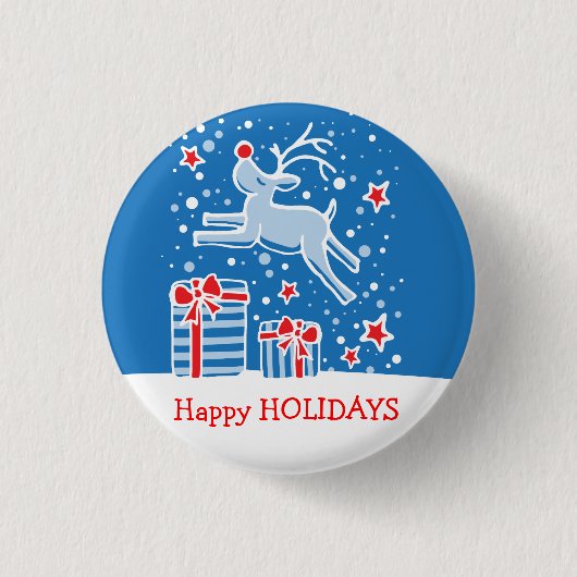 Happy Holidays Rentiere Weihnachtsweih-Taste/Abzei Button (Vorderseite)